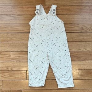 bella bliss White Overalls with Fly Fishing Pattern